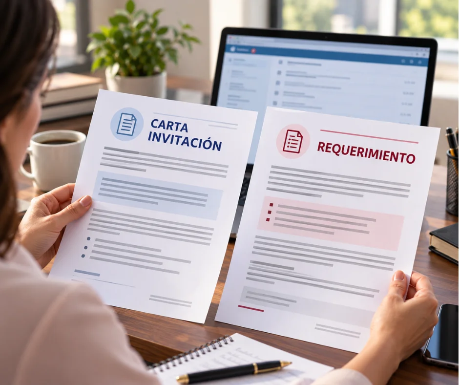 Una carta invitación y un requerimiento pueden referirse a obligaciones fiscales, pero no tienen necesariamente el mismo alcance ni los mismos efectos.