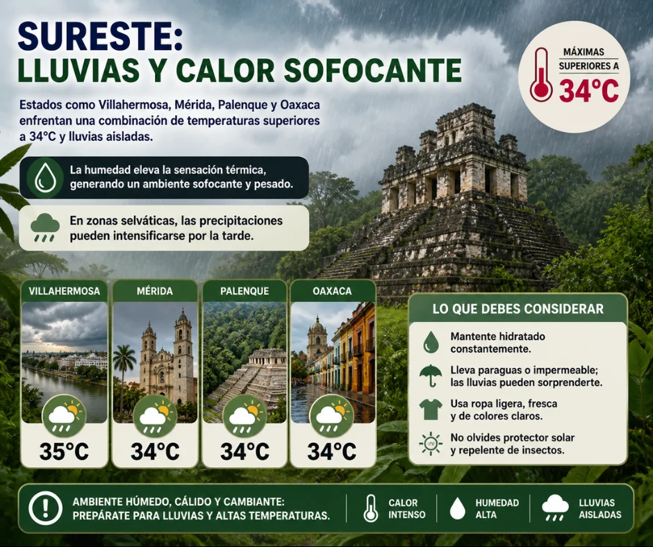 Este fin de semana se esperan lluvias en el sureste