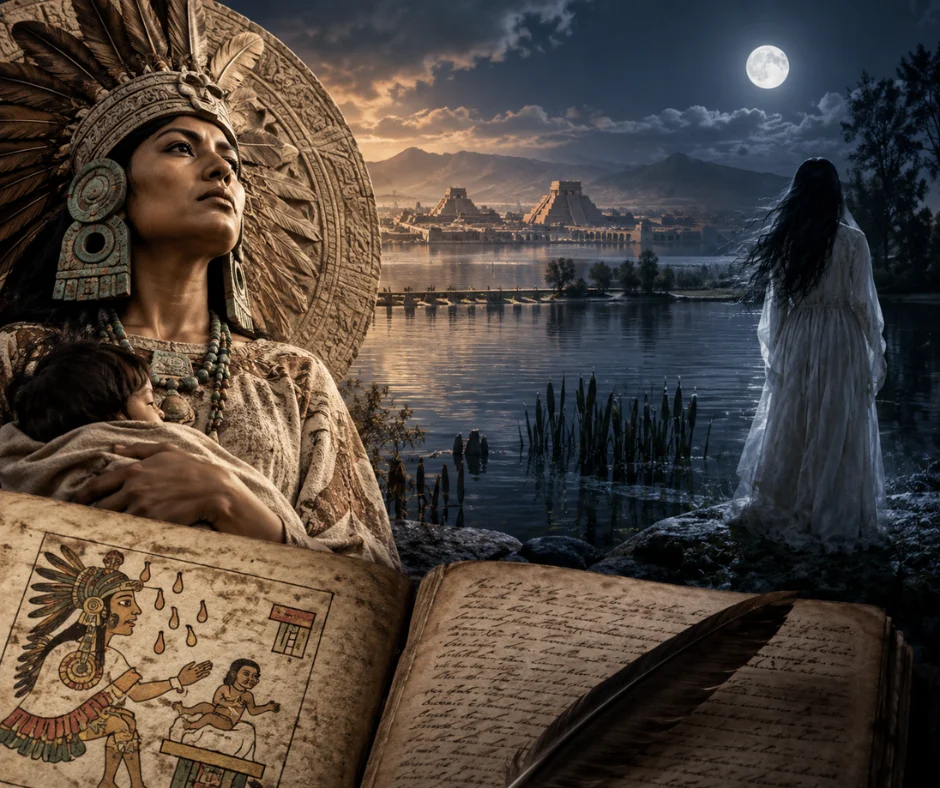 Cihuacóatl, divinidad mexica vinculada entre otros aspectos con la maternidad, es mencionada por el INAH como uno de los posibles antecedentes de La Llorona.