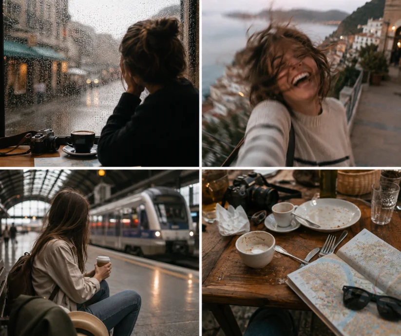 Las fotos imperfectas suelen guardar lo que las postales no pueden- la risa inesperada, el cansancio, la lluvia, la espera… esos pequeños instantes donde el viaje se convierte en memoria.
