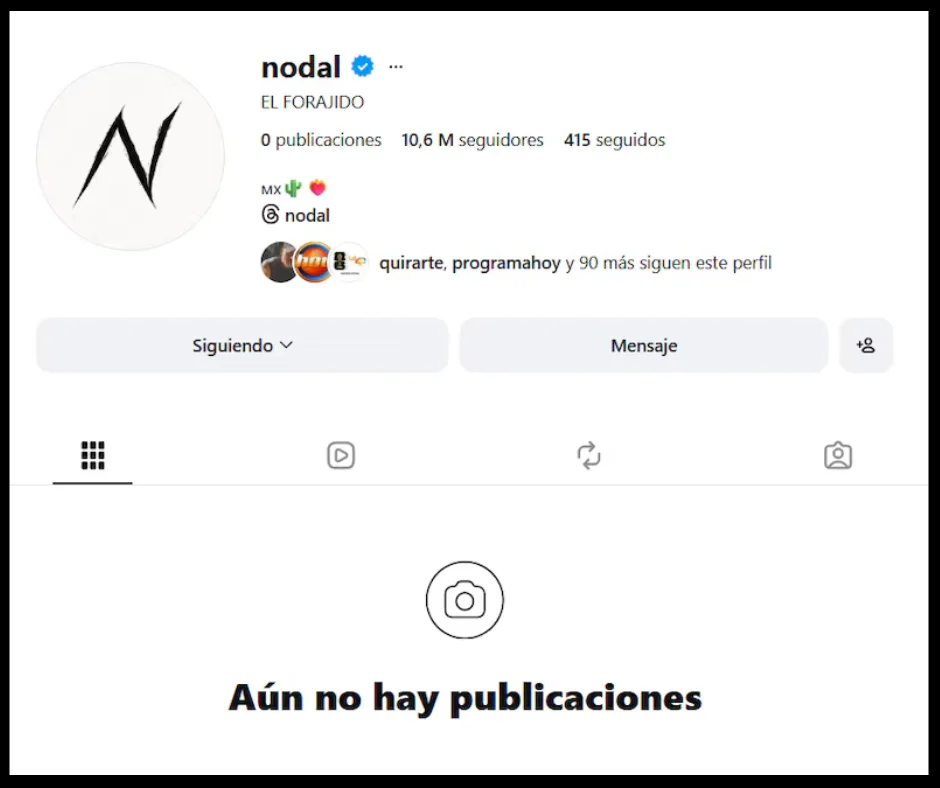 Noda cambia su nombre en redes sociales por El Forajido.