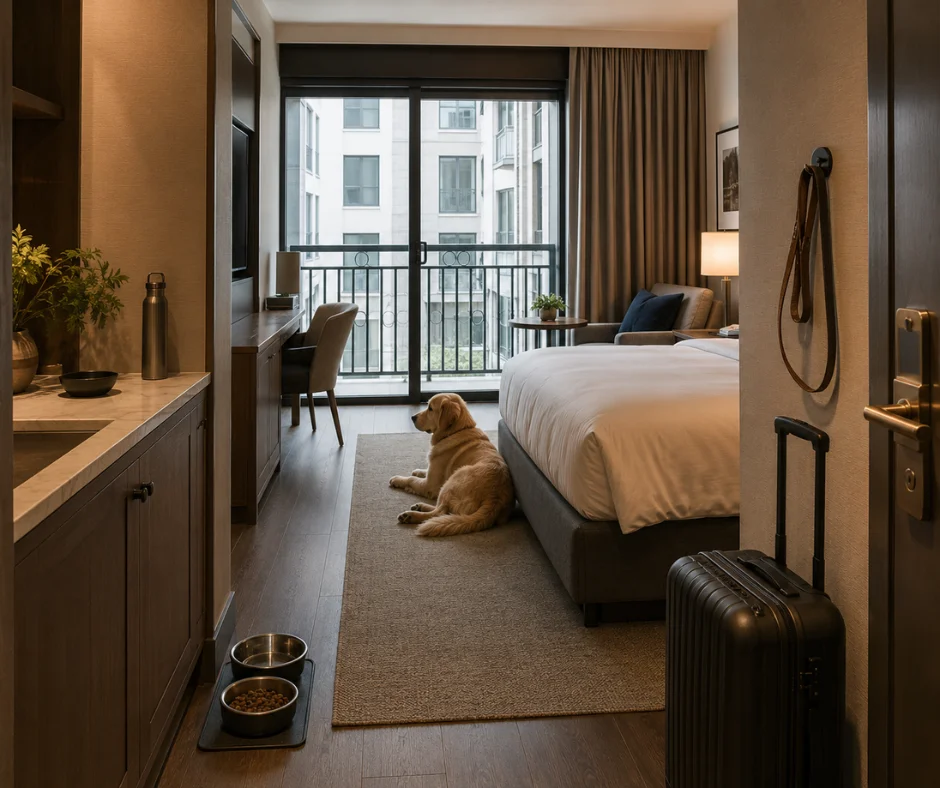 Una habitación pet friendly bien pensada prioriza la seguridad, la limpieza y la comodidad del animal, con accesos claros y espacios funcionales durante toda la estancia. 