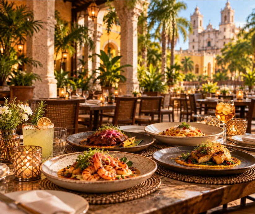 Una mesa con distintas propuestas gastronómicas durante Restaurant Week Mérida 2026, una invitación a elegir qué comer por antojo y experiencia, no únicamente por el precio.