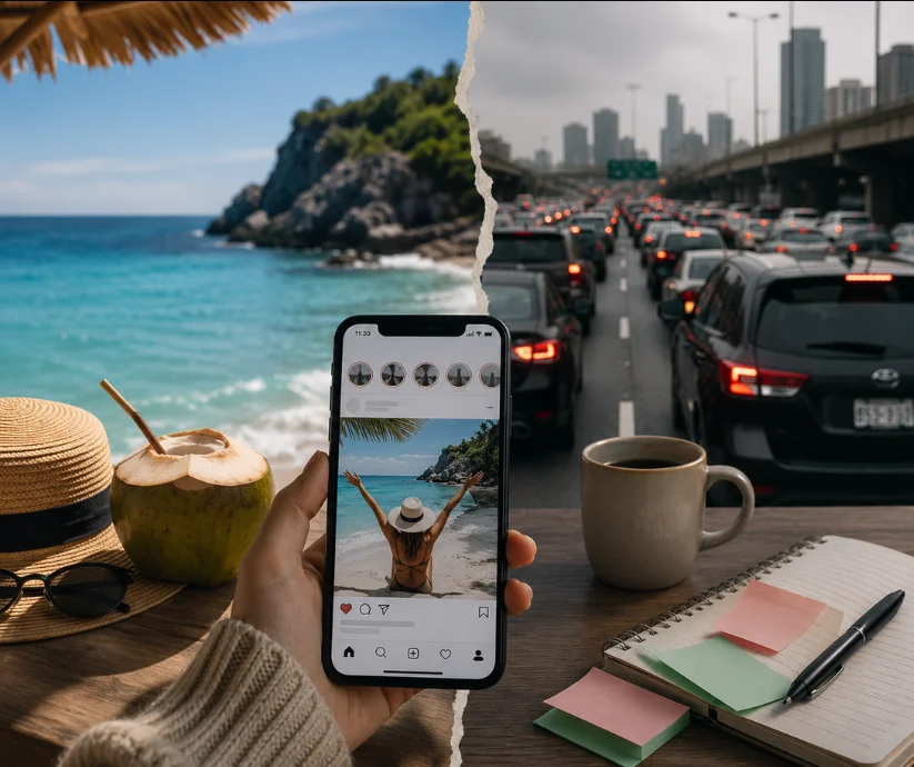 Comparar nuestra rutina con las vacaciones de otros puede hacernos olvidar que las redes muestran momentos, no vidas completas.