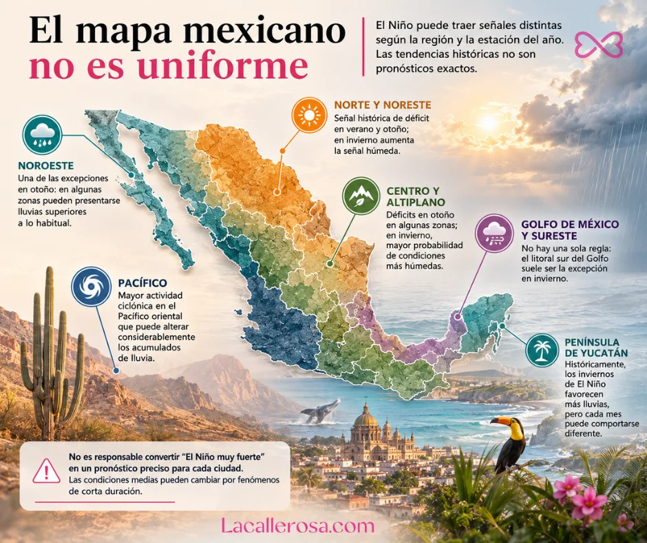 El Niño no afecta a México de la misma manera en todas sus regiones.