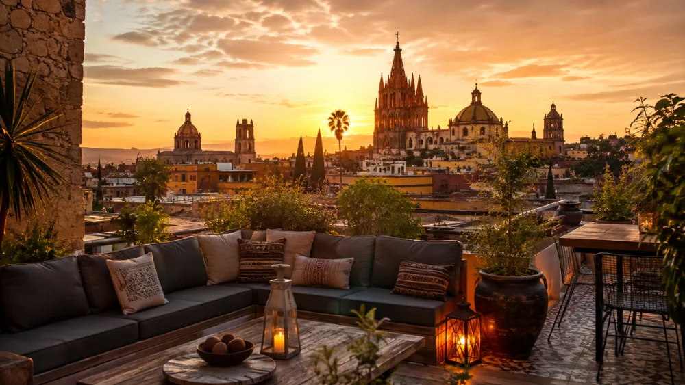 Referencia con IA de Casa Hoyos, un hotel boutique real en el centro de San Miguel de Allende