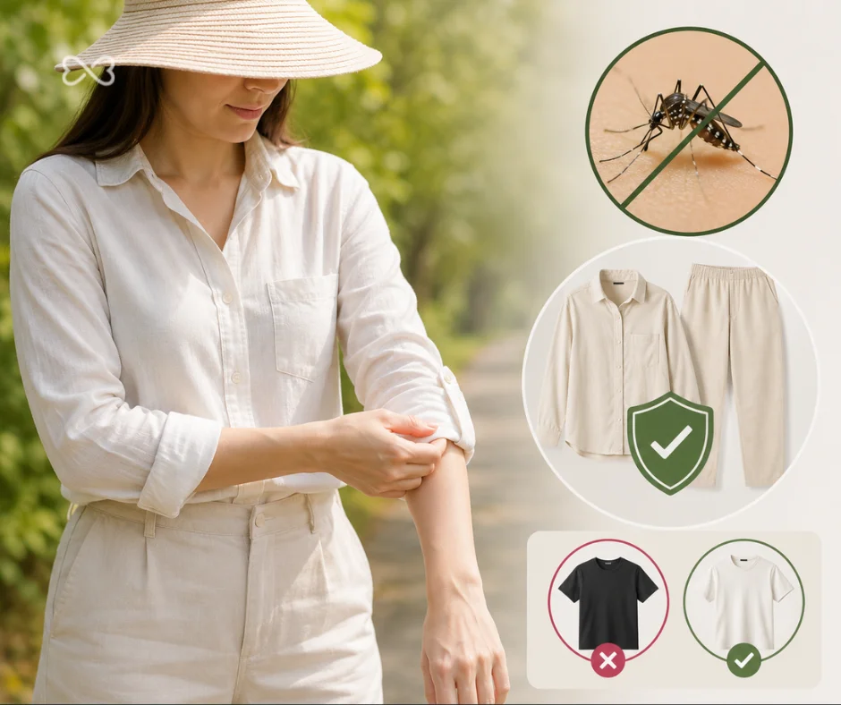 La ropa puede ayudar a disminuir las picaduras.