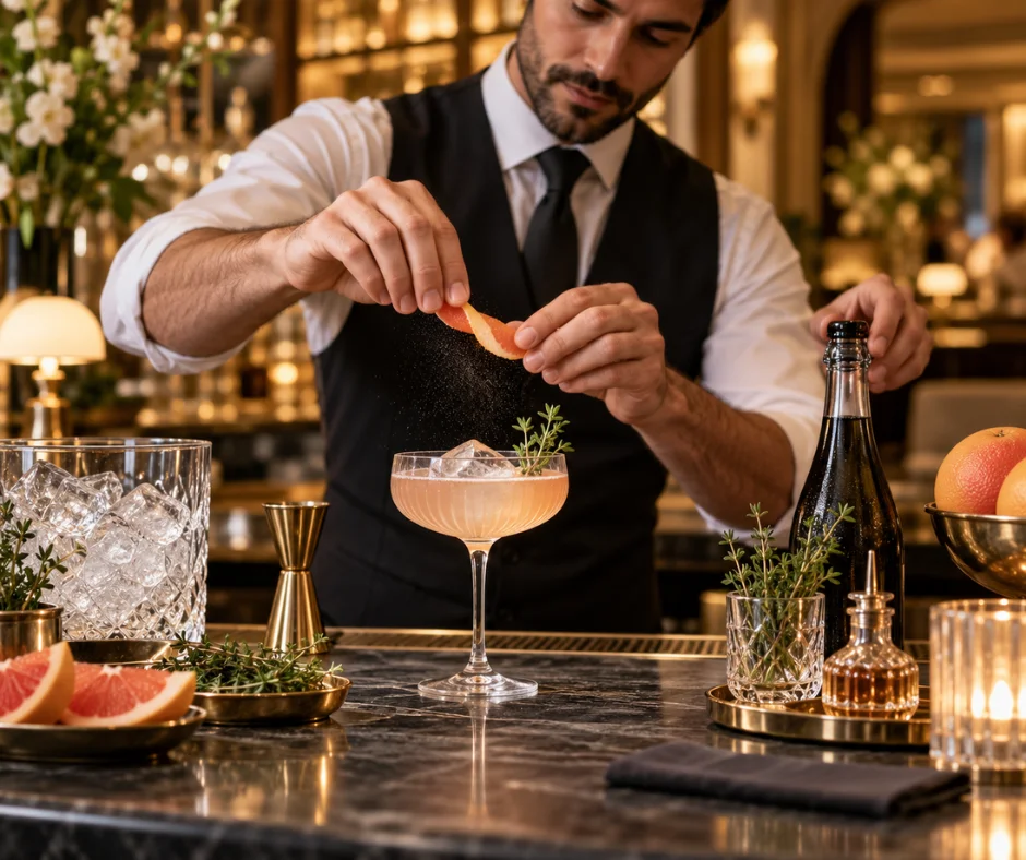 En los mocktails de autor, el ritual importa tanto como la receta- hielo, cristalería, aromas y presentación convierten cada copa en una experiencia cuidada de principio a fin.