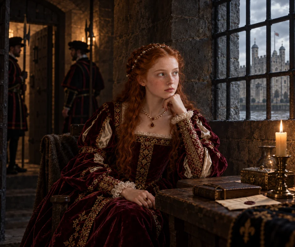 En 1554, Isabel Tudor fue recluida en la Torre de Londres tras la rebelión de Thomas Wyatt.