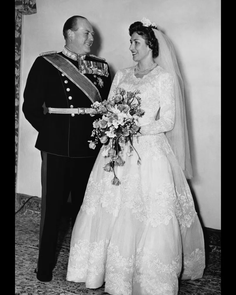 La princesa Astrid en su boda con Johan Martin Ferner.