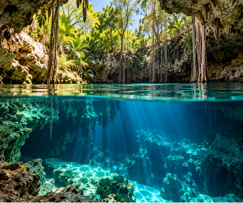 Lo que vemos en la superficie es solo una parte- cada cenote está conectado a un acuífero subterráneo mucho más amplio, frágil y esencial para Yucatán.