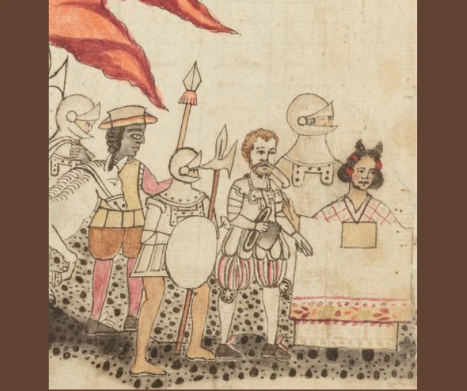 La Malinche y Hernán Cortés, el conquistador de México.