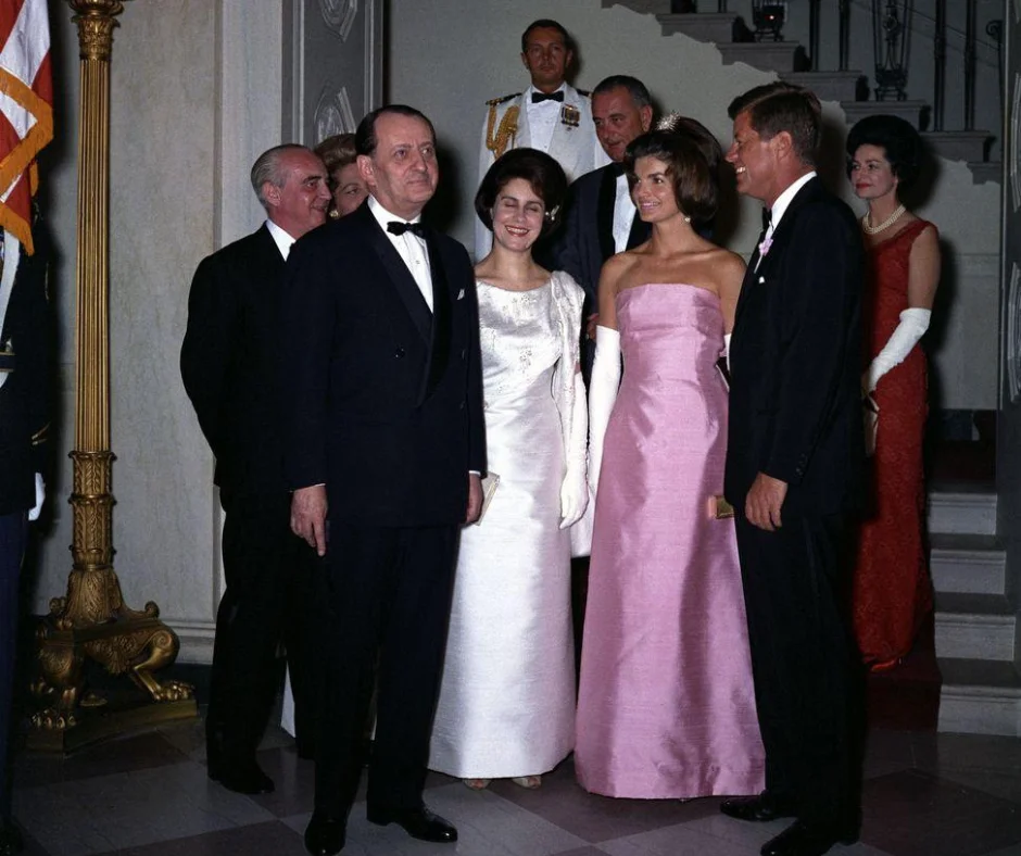 John y Jackie en recepción en La Casa Blanca.