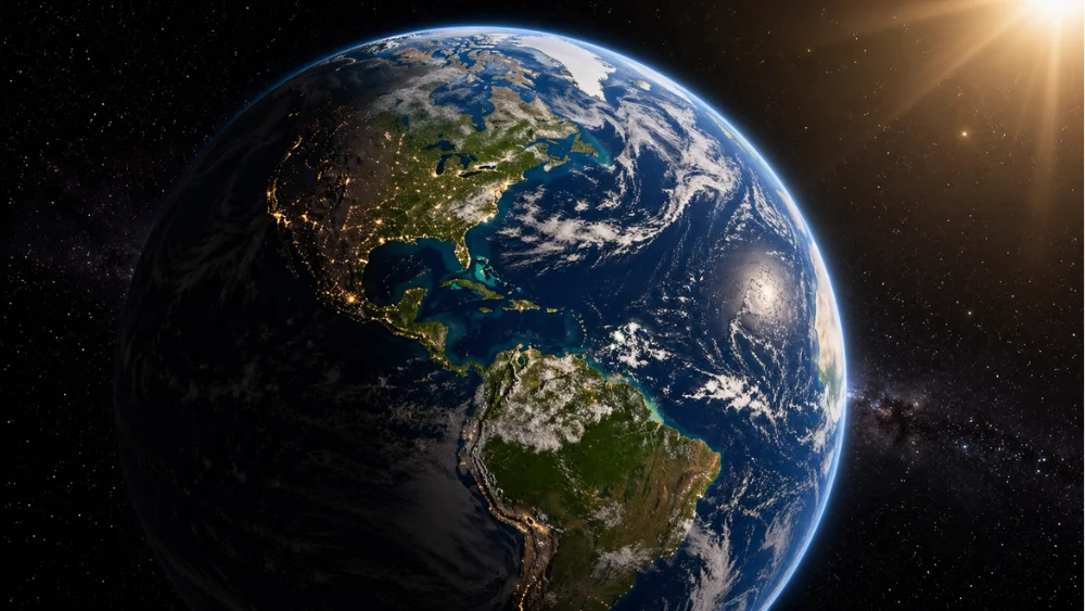 Rotación de la Tierra mostrando cambios en la duración del día desde el espacio.