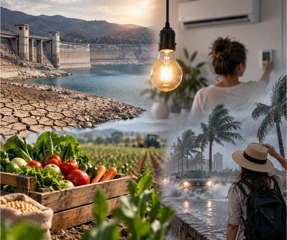Los efectos de El Niño pueden sentirse mucho más allá del clima- cambios prolongados en lluvia y temperatura pueden ejercer presión sobre el agua, la agricultura, la energía, la salud y los viajes.