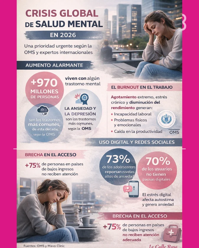 Crisis global de salud mental, prioridad urgente según expertos.