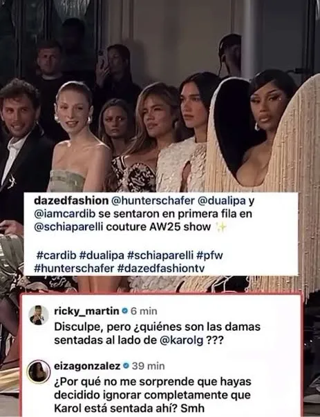 Mensajes de Ricky Martin y Eiza Gonzalez Mensajes de Ricky Martin y Eiza Gonzalez