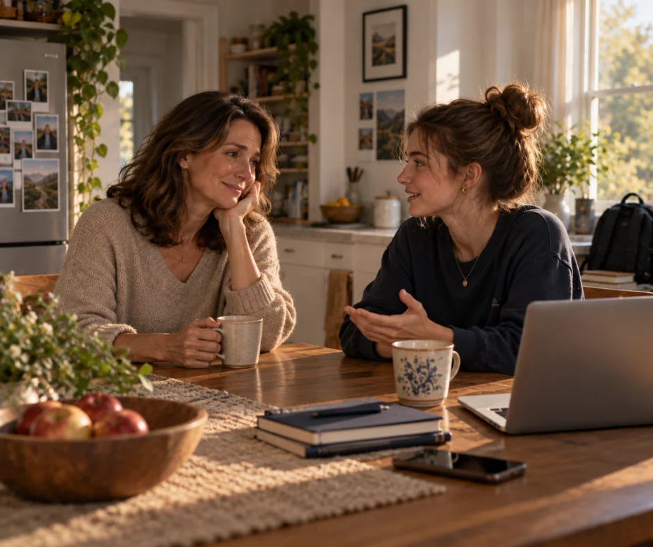 Cuando los hijos crecen, la relación también puede transformarse- menos supervisión, más conversación, respeto mutuo y el descubrimiento de una nueva forma de estar cerca como adultos.