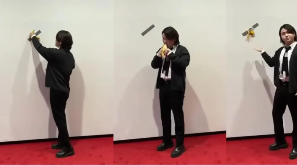 hombre se come banana