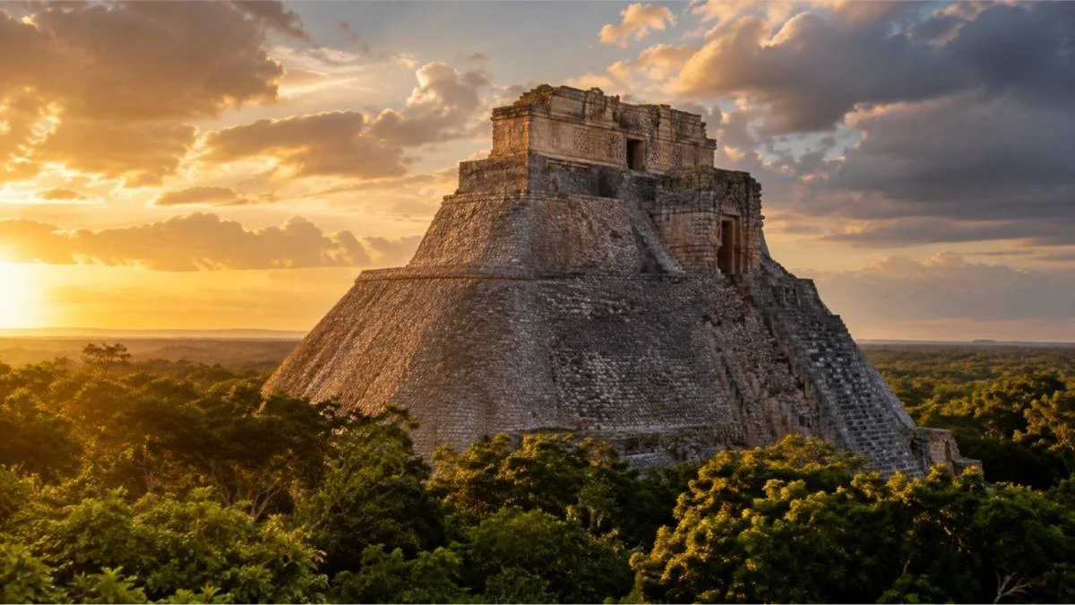 Pirámide del Adivino en la zona arqueológica de Uxmal, Yucatán monumento asociado con la leyenda maya del enano de Uxmal