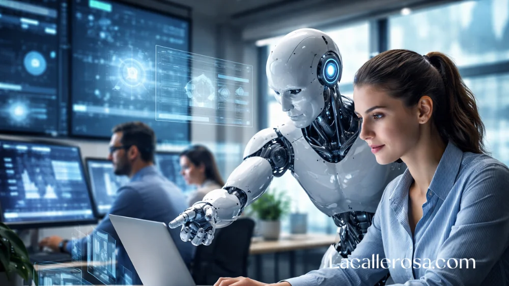 Inteligencia artificial aplicada al trabajo en oficina digital moderna