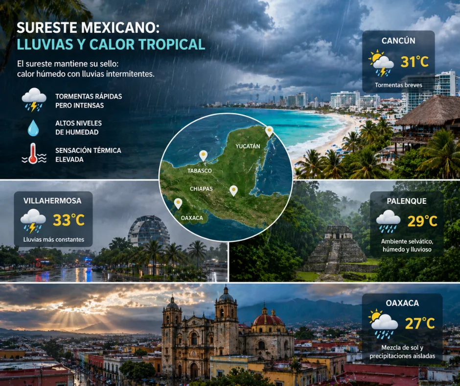 Sureste mexicano- lluvias y calor tropical