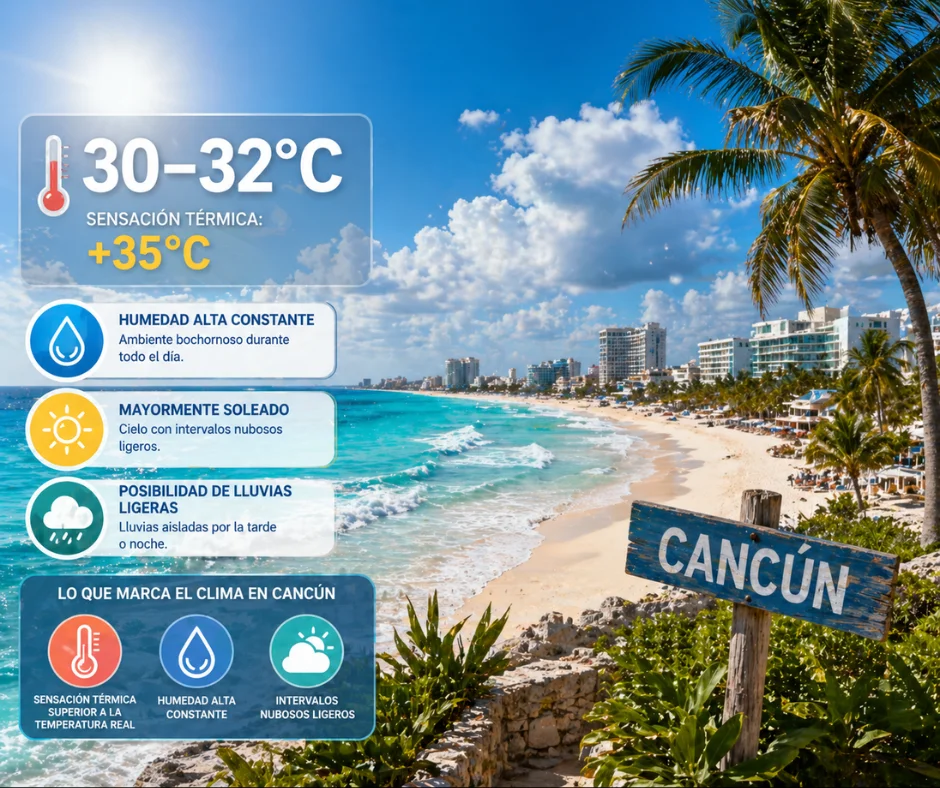 Cancún- bochorno, humedad y calor persistente