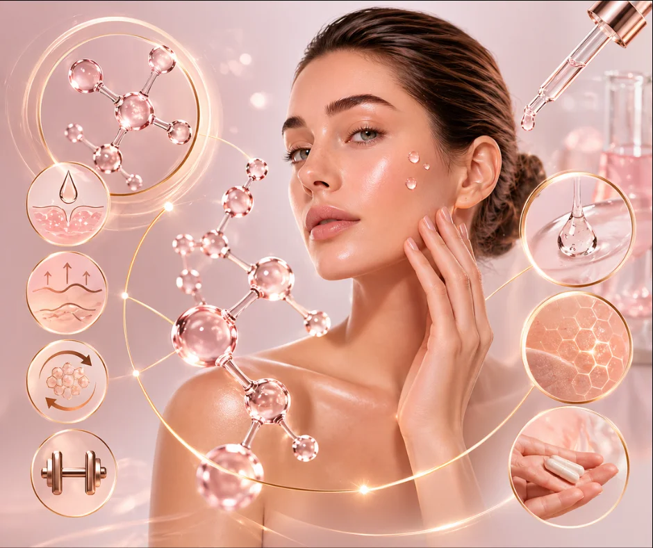 En el ámbito de la belleza, los péptidos estimulan la producción de colágeno y elastina
