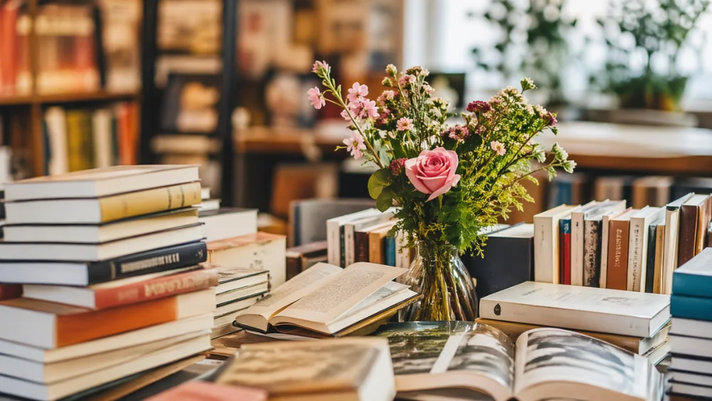 Celebración del Día Mundial del Libro con lectores y libros en feria cultural