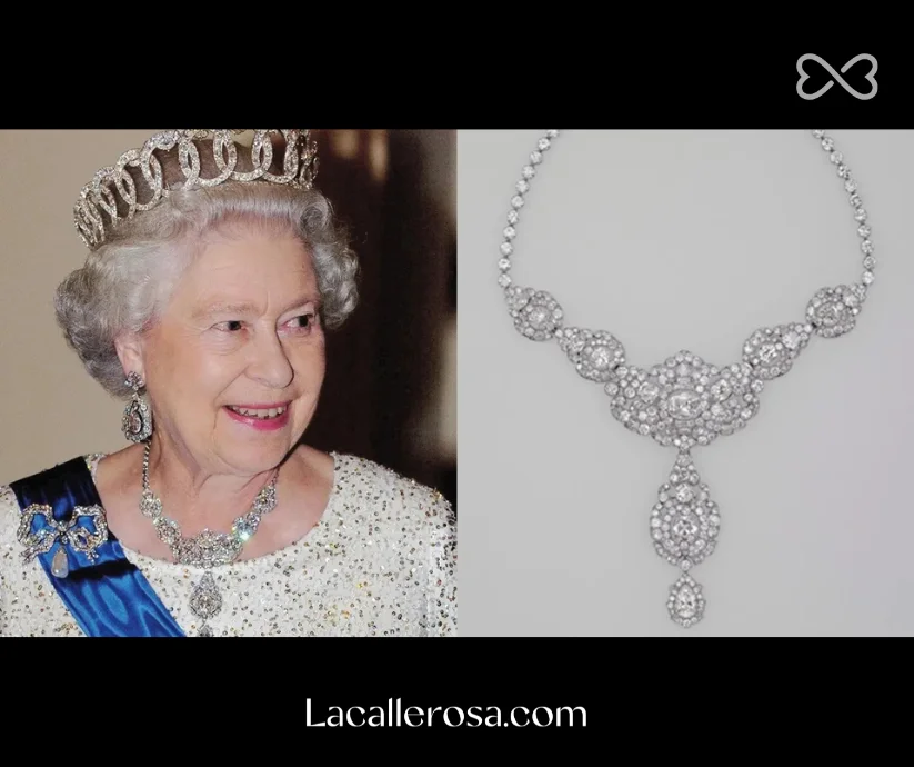 Isabel II con el Nizam of Hyderabad Necklace.
