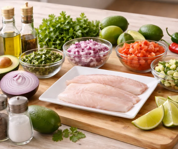 Ingredientes para preparar el ceviche