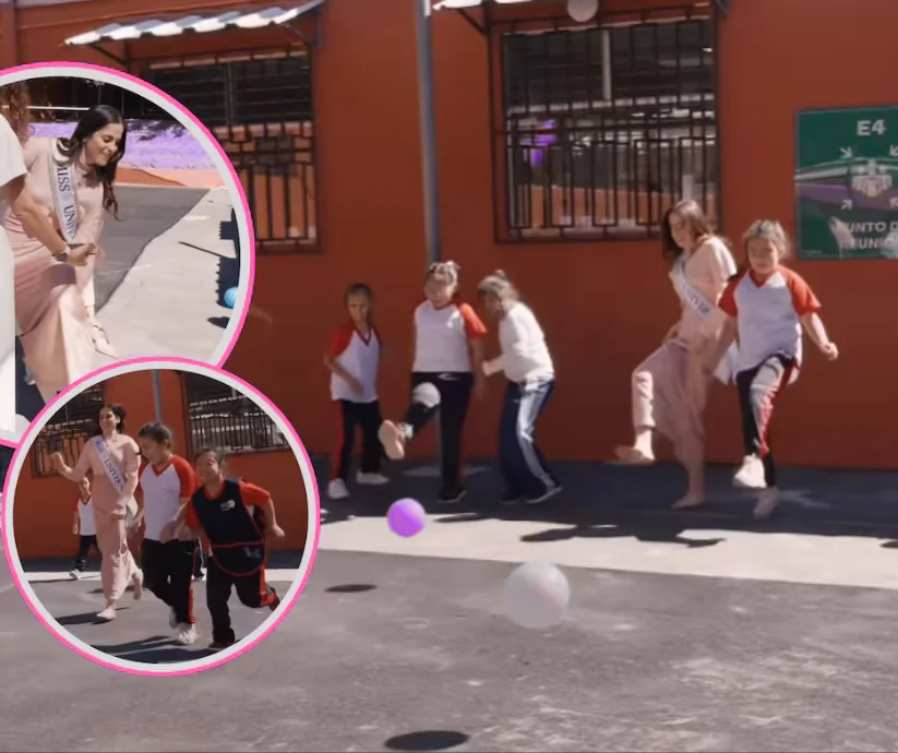 Fatima quitandose los zapatos para jugar con niños con Sindrome de Down