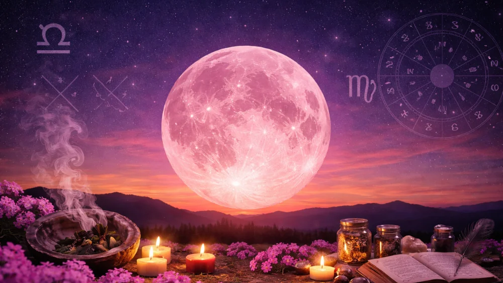 Luna Rosa 2026 durante la noche de luna llena de abril